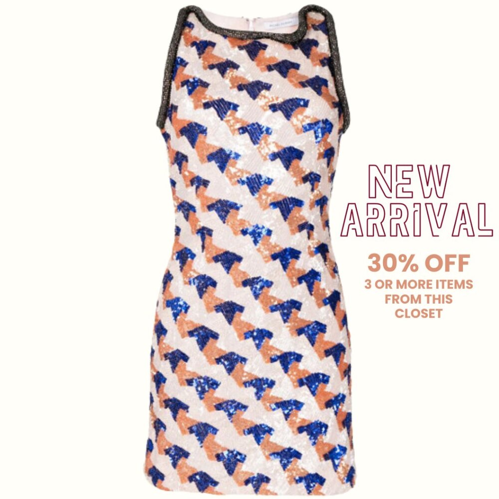 NWT RACHEL GILBERT Priya Sequin-embellished Sleeveless Mini Dress In Orange